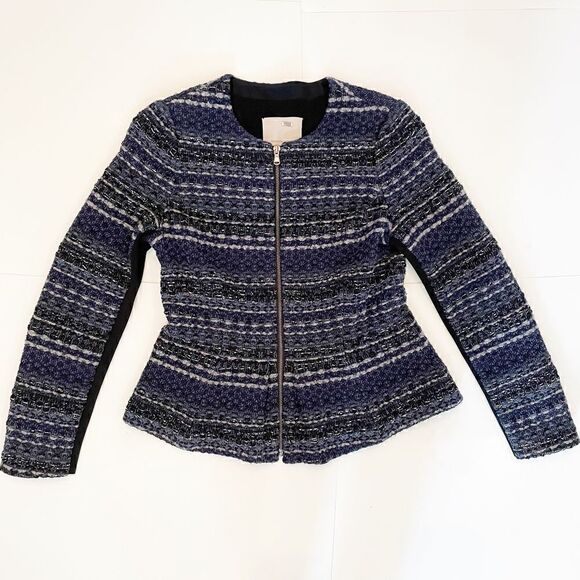 Rebecca Taylor Lurex Tweed Jacker Blazer peplum Zip Front Size 0 $575.00 - Picture 5 of 9